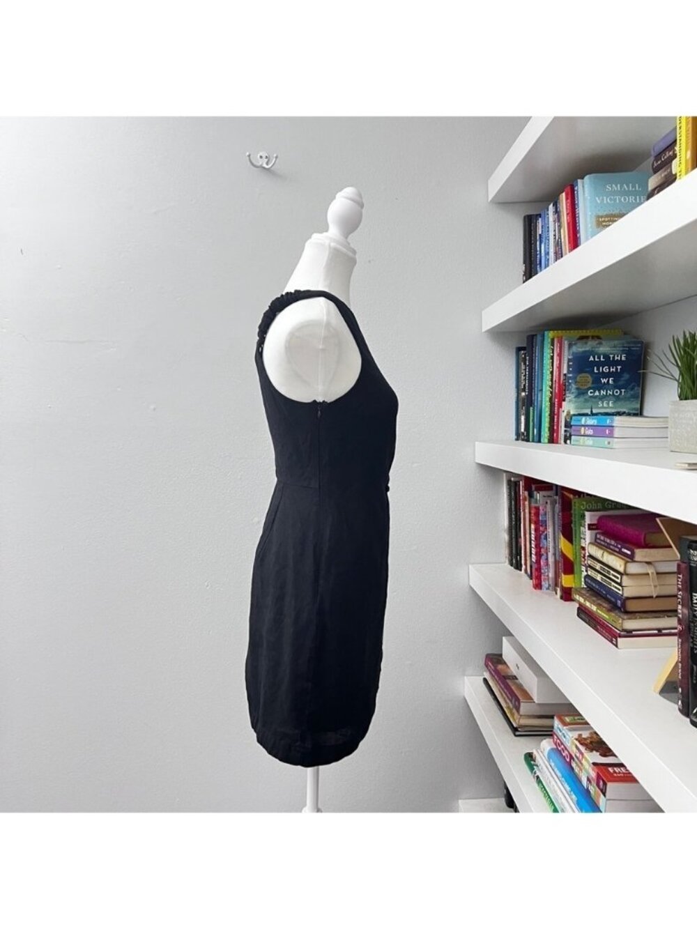 Aulieude Black Linen One Shoulder Mini Dress Australian Size 8 Small — image 6 of 8